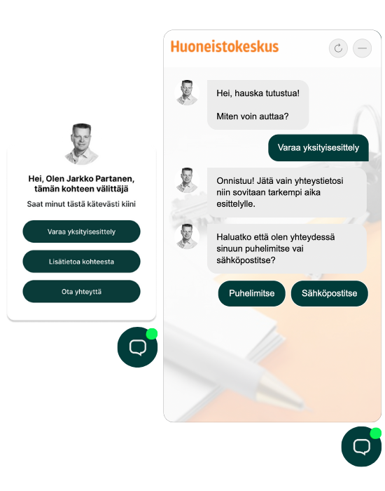 Chatbot kiinteistövälittäjien myynnin ja asiakaspalvelun tukena