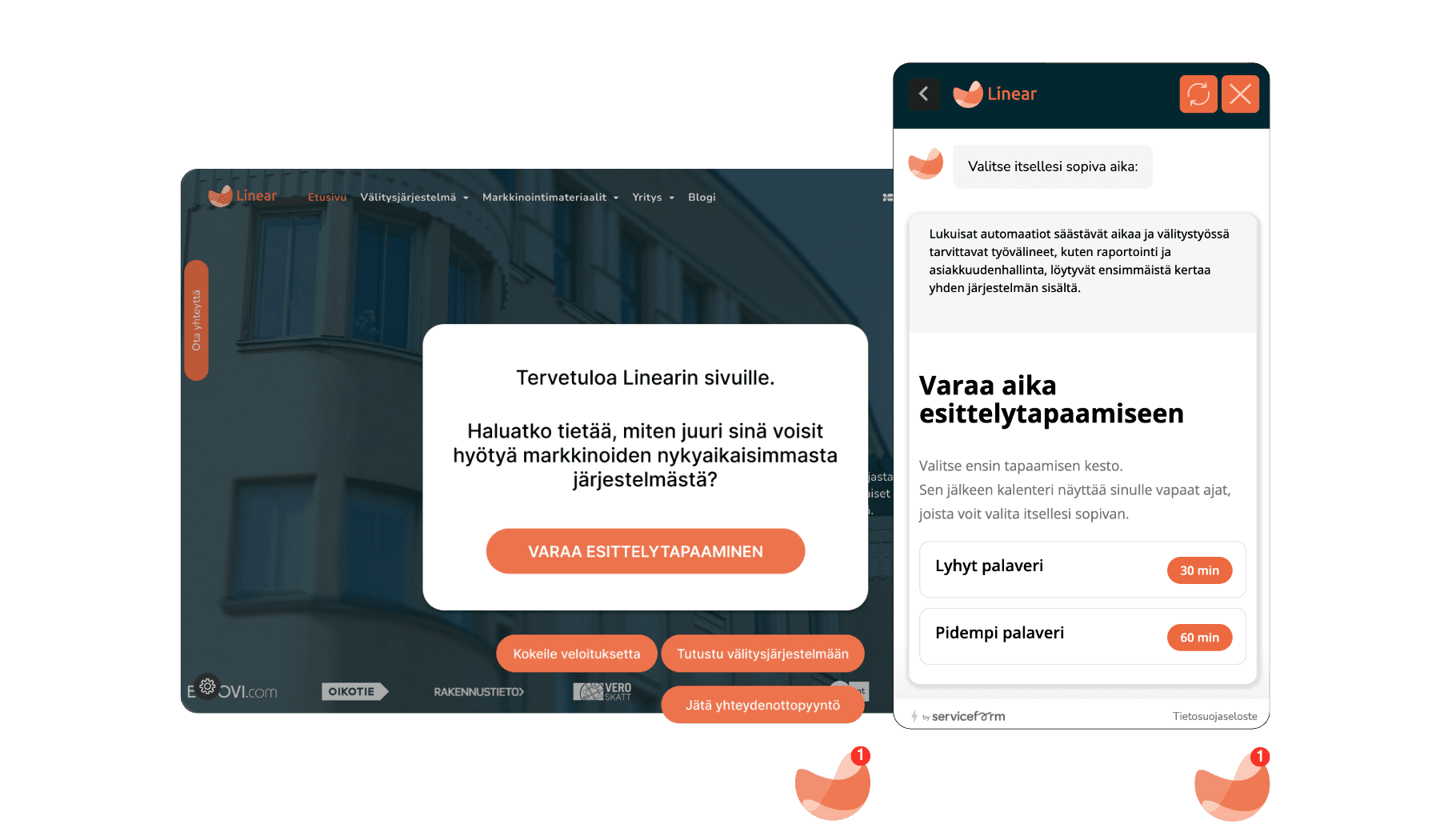 Ourly on mahdollista yhdistää myös chatbottiin tarjoten joustavan ajanvarauksen asiakkaille