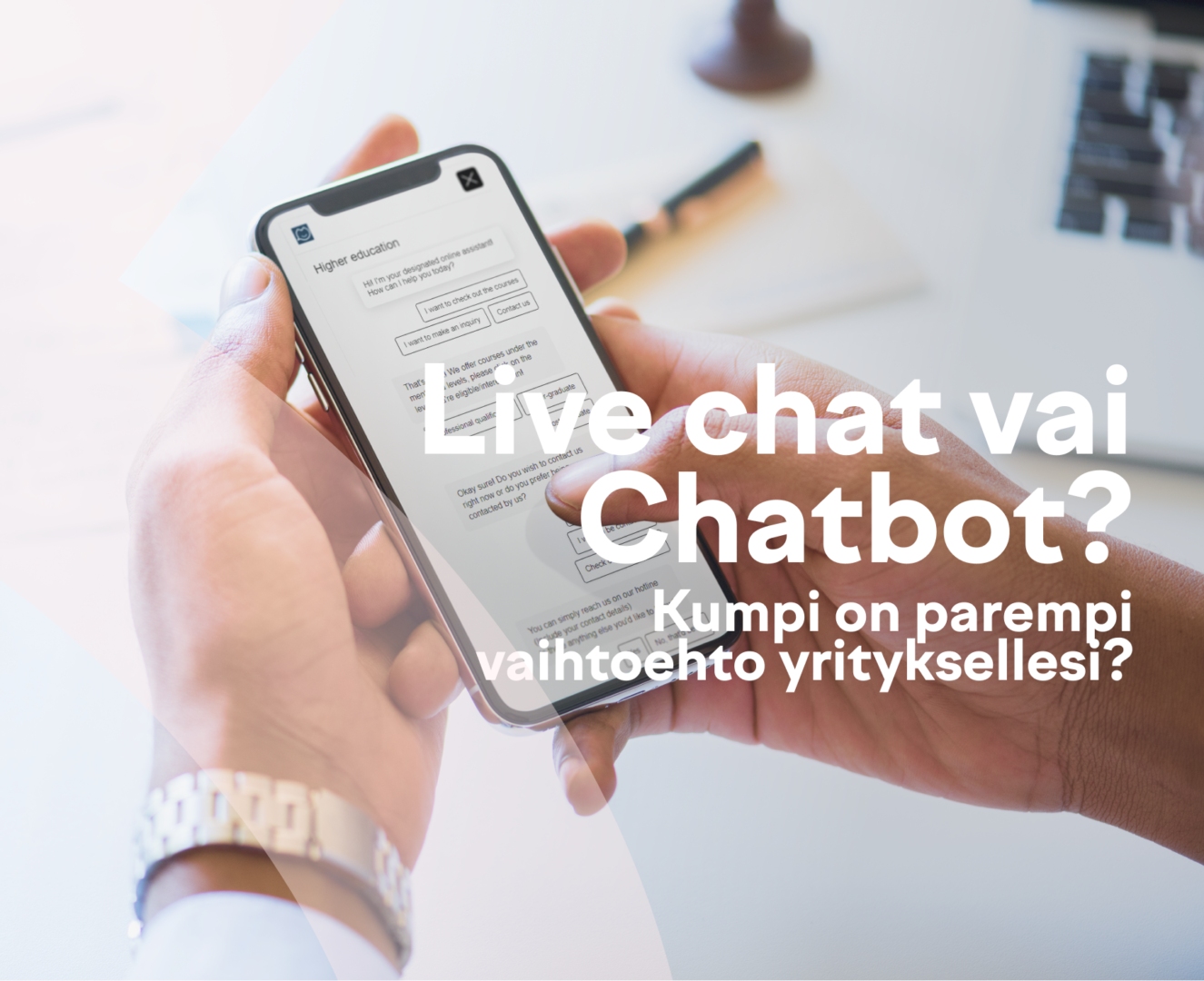 Live chat vai chatbot? Kuvituskuva.